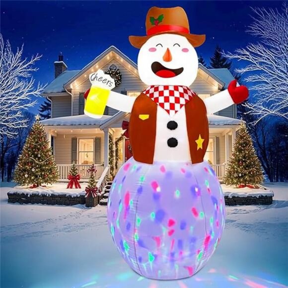 8FT Funny Christmas Inflatable Outdoor Decor, Giant Inflatable Cowboy Snowman - Picture 7 of 7